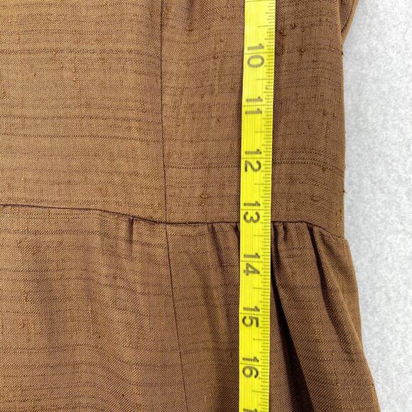 BONWIT TELLER Dress S Brenner Couture Canvas Midi Shift Brown Vintage - Picture 14 of 16